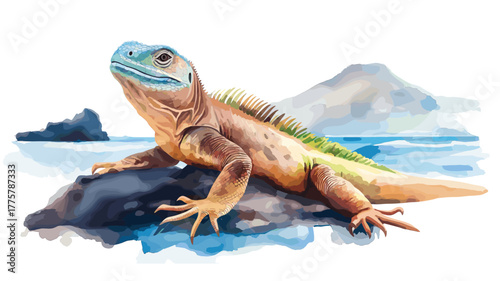 Galapagos Islands. Galapagos Islands hand drawn watercolor illustration