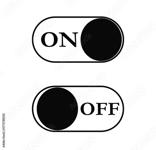 Vector illustration of power button icons for on/off, shutdown, and power off with a flat design for applications, websites, posters, banners, and stickers.