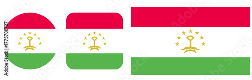 Signs, Icon flag of Tadjikistan on a transparent background. Vector graphics