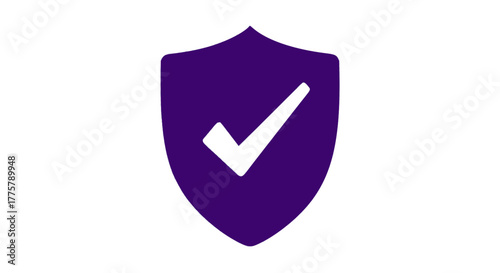 A Vivid Purple Shield Emblem Displays A Crisp White Checkmark Symbolizing Protection Verification And Security. This Creates A Strong Visual Statement Of Trust 