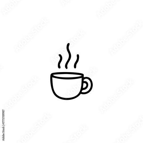 Simple line art cup with steam