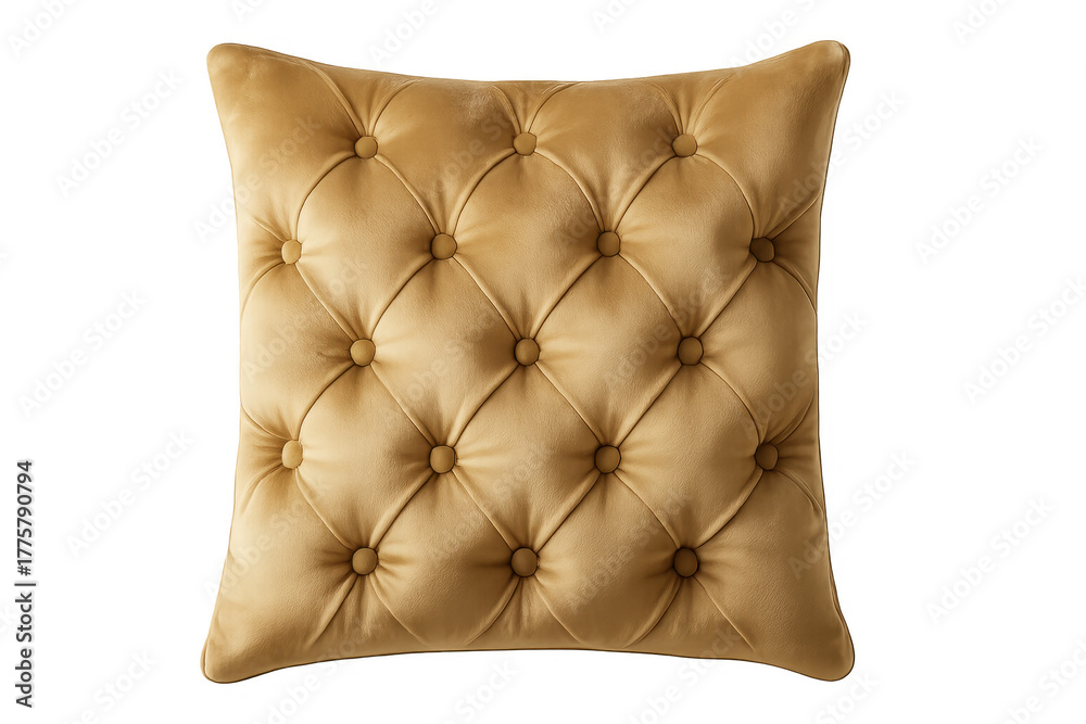 Obraz premium Yellow velvet tufted pillow cushion on transparent background