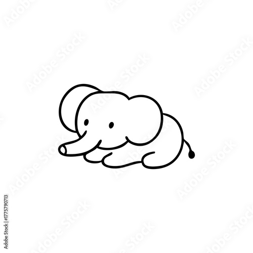 Cartoon elephant lying
