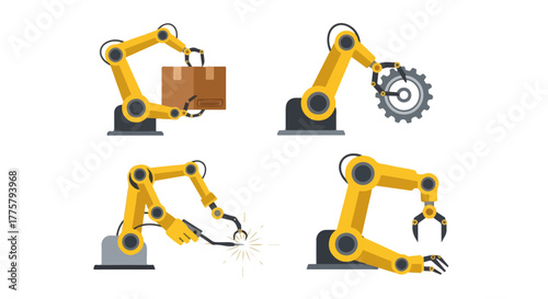 Industrial Robot Arms in Automation Assembly Welding Picking and Packing in Manufacturing