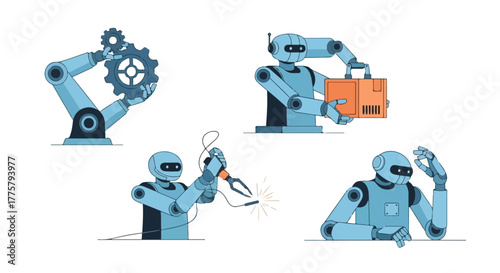 Manufacturing Robots Assembly Line Automation Logistics Welding and Precision Engineering