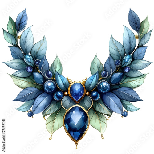 watercolor vector of Gilded Fairy Necklace, isolated on a white background.