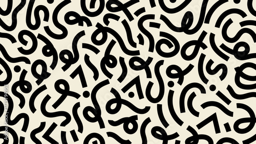 Abstract memphis black and white doodle pattern background wallpaper. black doodle graphic pattern, memphis background wallpaper.