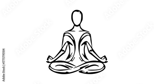 a single icon of a person in lotus pose made from smooth abstract lines.