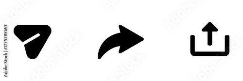 Share icon set. Arrow symbol, Reply send forward icons button. Send message icon. External Link Icon. Upload icon. export symbol - social media and network share icon button