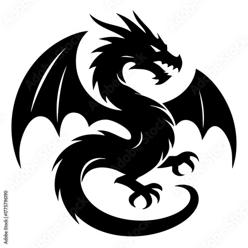 Aggressive Winged Dragon vector