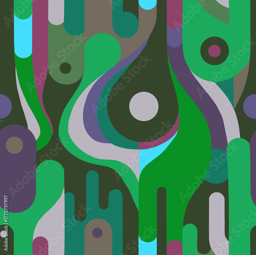 Abstract mosaic pattern painted in bright colors from geometric shapes drawn by hand.Seamless background.