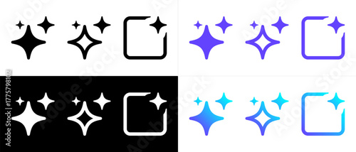 Generative AI logo icon magic sparkle stars symbol , Artificial intelligence sign. Vector ai generated icon blue logo, gradient sparkles