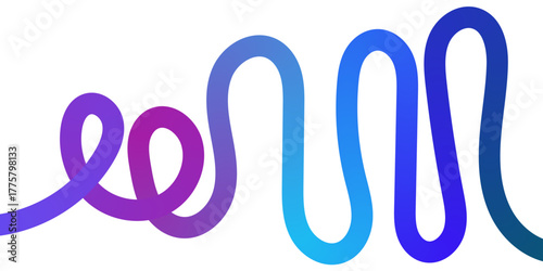 Abstract squiggly lines, Vibrant abstract gradient line with flowing pink to blue hues forming dynamic wavy curves. Modern minimalist background element perfect for cover, posters, tech art