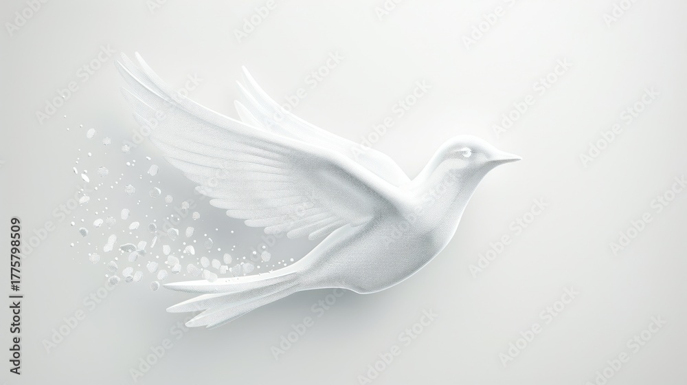 Fototapeta premium Elegant White Dove in Flight - Symbol of Peace and Freedom.