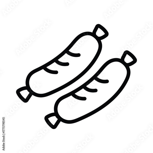 Two simple black outline sausages are displayed on a white background