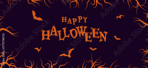 halloween abstract background creepy dead tree branch border. Halloween illustration design.