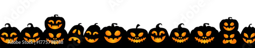 black halloween pumpkin monster with various expression. Halloween illustration design.