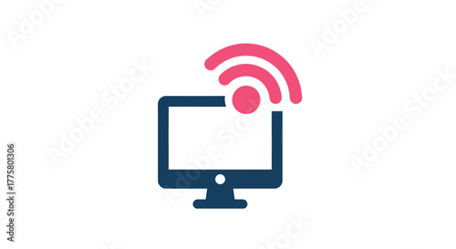 Simple illustration of a computer monitor with a wifi signal above it
