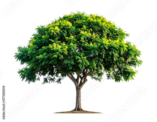 Isolated tree illustration with green foliage on transparent background