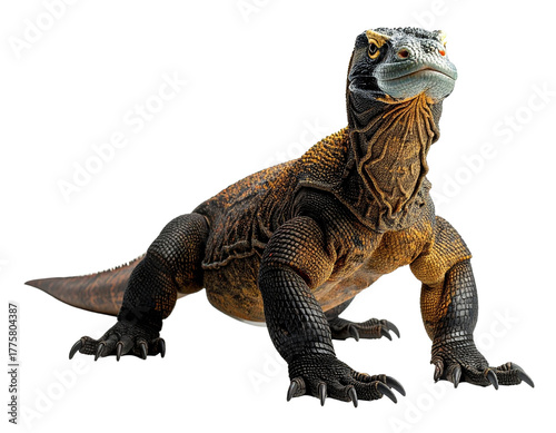 Komodo dragon illustration on transparent background for educational and wildlife purposes