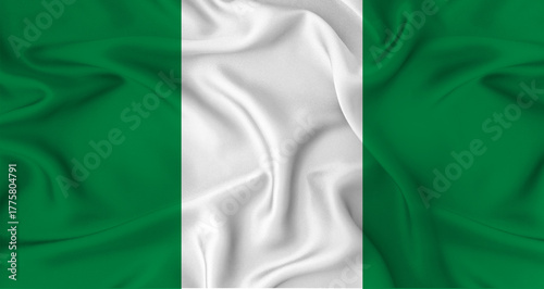 Tableau sur toile Realistic Nigerian flag waving Close up of flag of Nigeria with cloth texture