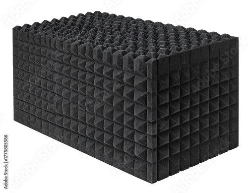 Three dimensional black box object isolated on transparent background