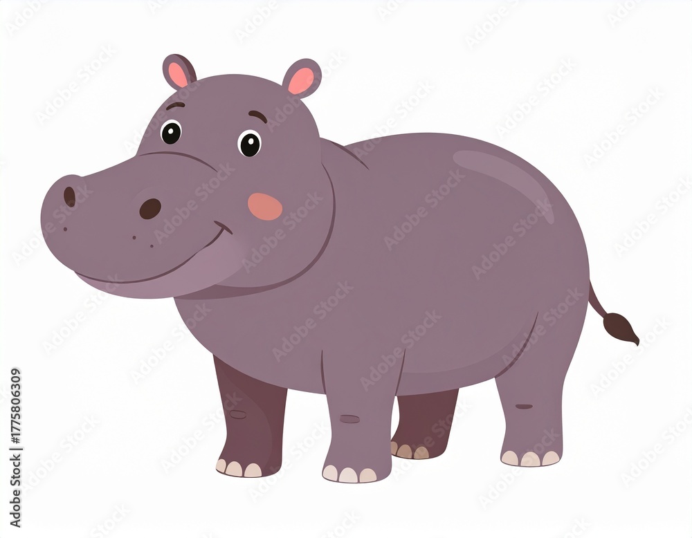 Fototapeta premium Vector of cartoon hippopotamus illustration on white
