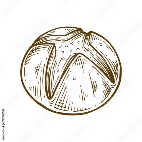 Sourdough bread hand drawn illustration. Sourdough bread vector line art