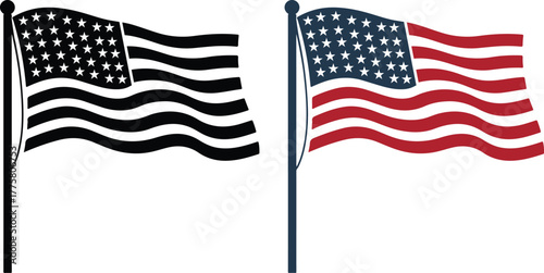 American waving flag silhouette icon