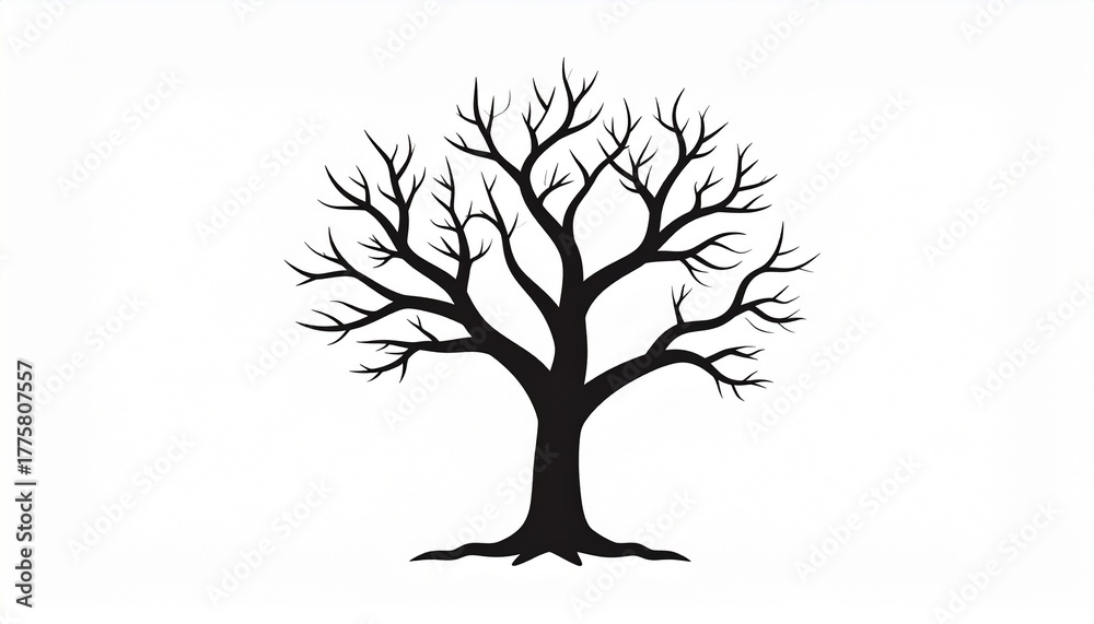 Fototapeta premium Dead Tree Vector Icon - Silhouette, Bare Branches and Dry Tree