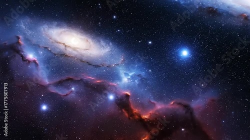 Wallpaper Mural A cosmic image showcasing galaxies, nebulae, and stellar fields in vibrant shades of blue, red, and purple Torontodigital.ca