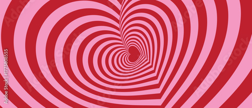 Hypnotic Red and Pink Heart Tunnel Illusion