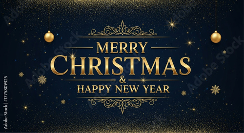 A festive greeting card perfect for spreading seasonal cheer. The message Merry Christmas & Happy New Year is elegantly displayed in a timeless font, with decorative elements. vector illustration