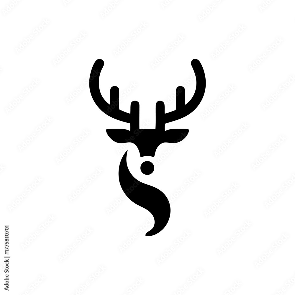Obraz premium Elegant Black Deer Silhouette Logo for Wilderness Brands