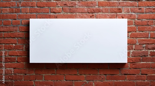 Blank White Canvas on Red Brick Wall: Modern Mockup for Art, Signage, or Advertising