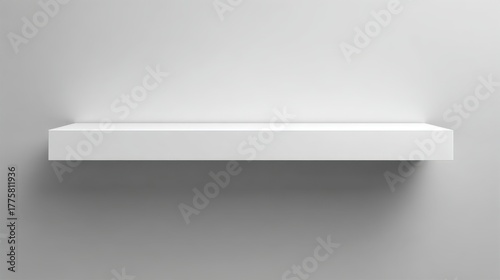 Wallpaper Mural Minimalist Floating Shelf on White Wall: Modern Interior Decor Element for Product Display or Mockup Torontodigital.ca