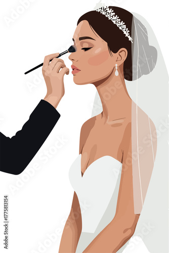 Bridal Makeup Application Soft Lighting White Dress Bride Tiara Veil