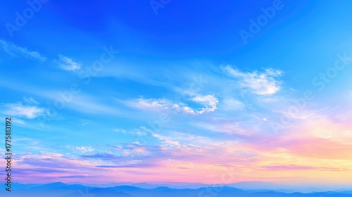 Scenic Sky Landscape with Soft Clouds and Blue Gradient Background for Serene Visuals