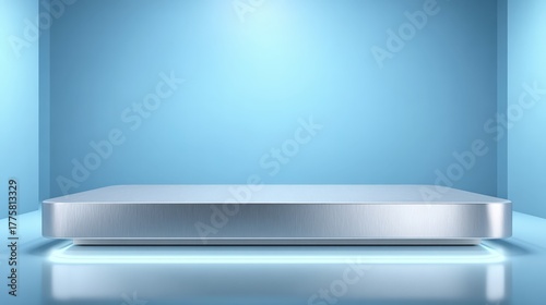 Wallpaper Mural Modern Metallic Podium on Light Blue Background for Product Showcase and Display Torontodigital.ca
