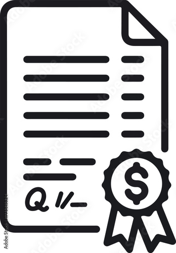 Contract Document With Dollar Sign Seal Minimalist Vector Icon