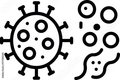 Coronavirus Icon Set Microbes and Cells Medical Illustration