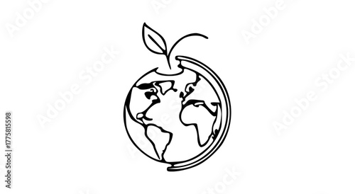 Globe with a small leaf sprouting from the top.