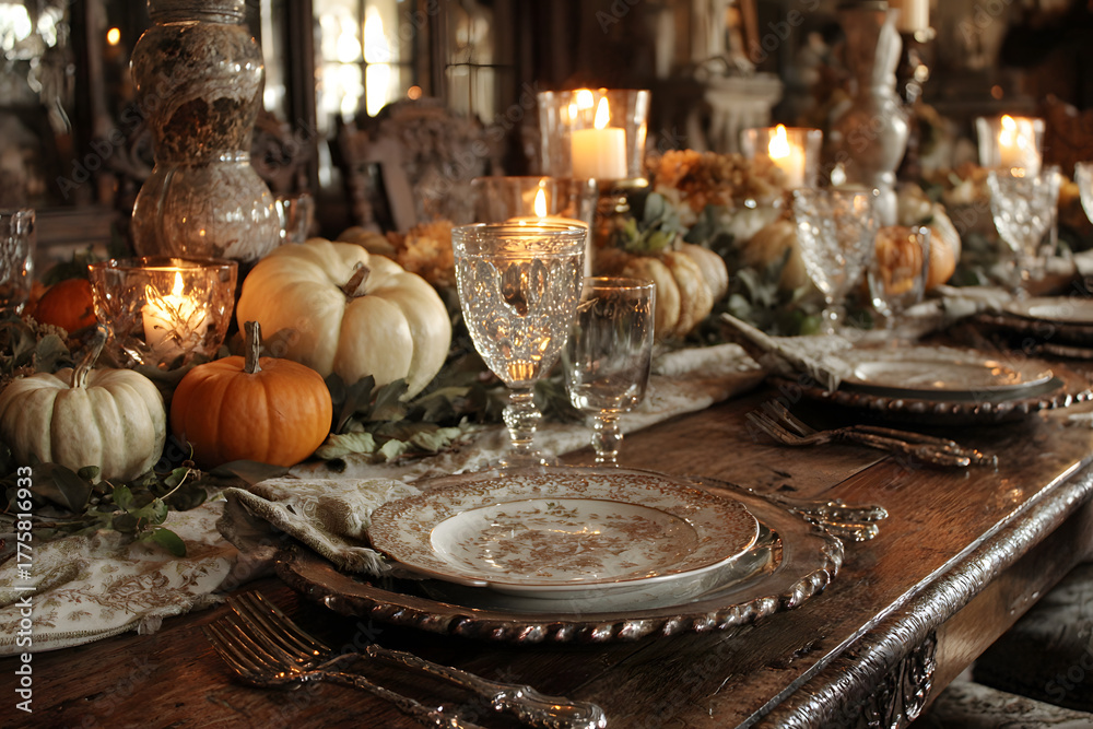 Naklejka premium Thanksgiving Table Setting