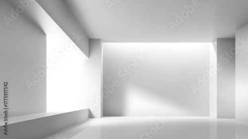 Wallpaper Mural Bright Empty Room Interior with White Walls and Sunlight, Minimalist Design and Spacious Layout Torontodigital.ca