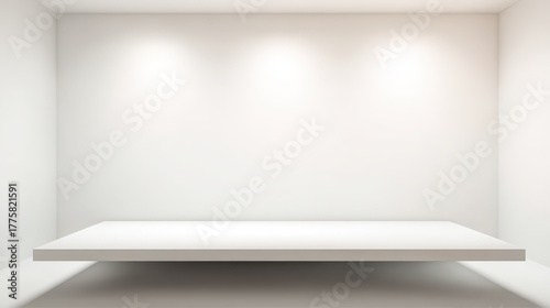 Wallpaper Mural Minimalist White Display Platform with Spotlights: Ideal for Product Showcase and Modern Interior Design Torontodigital.ca