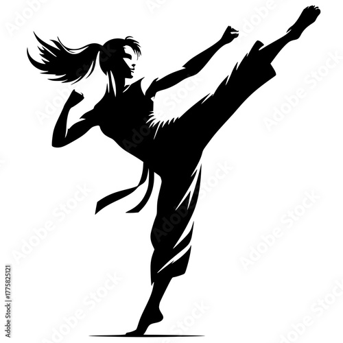 Silhouette of a female taekwondo trainer