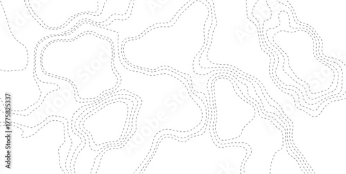 Minimal abstract pattern with dashed curved lines forming symmetrical flow shapes. Modern vector texture for surface design and backgrounds.