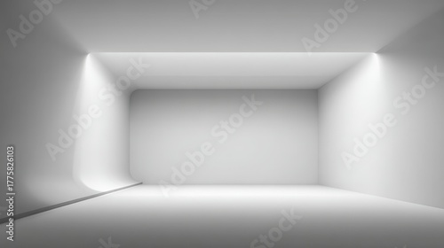 Wallpaper Mural Minimalist White Empty Room with Soft Lighting, Modern Architecture and Clean Lines Perfect for Product Placement Torontodigital.ca