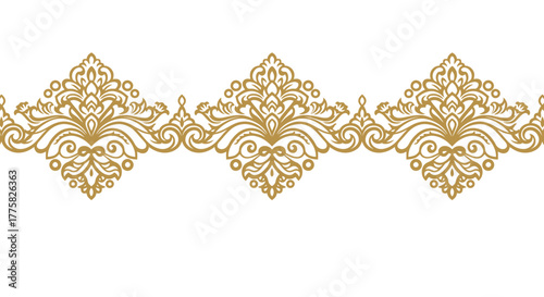 Elegant golden islamic vector illustration featuring a repeating ornate border design, perfect for adding a touch of sophistication to any creative project or design.