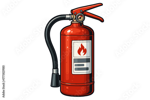 A vibrant illustration of a fire extinguisher, a vital safety device against fire